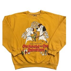 Disney 101 Dalmatians Graphic Sweatshirt Mustard Yellow Pullover Adult Large